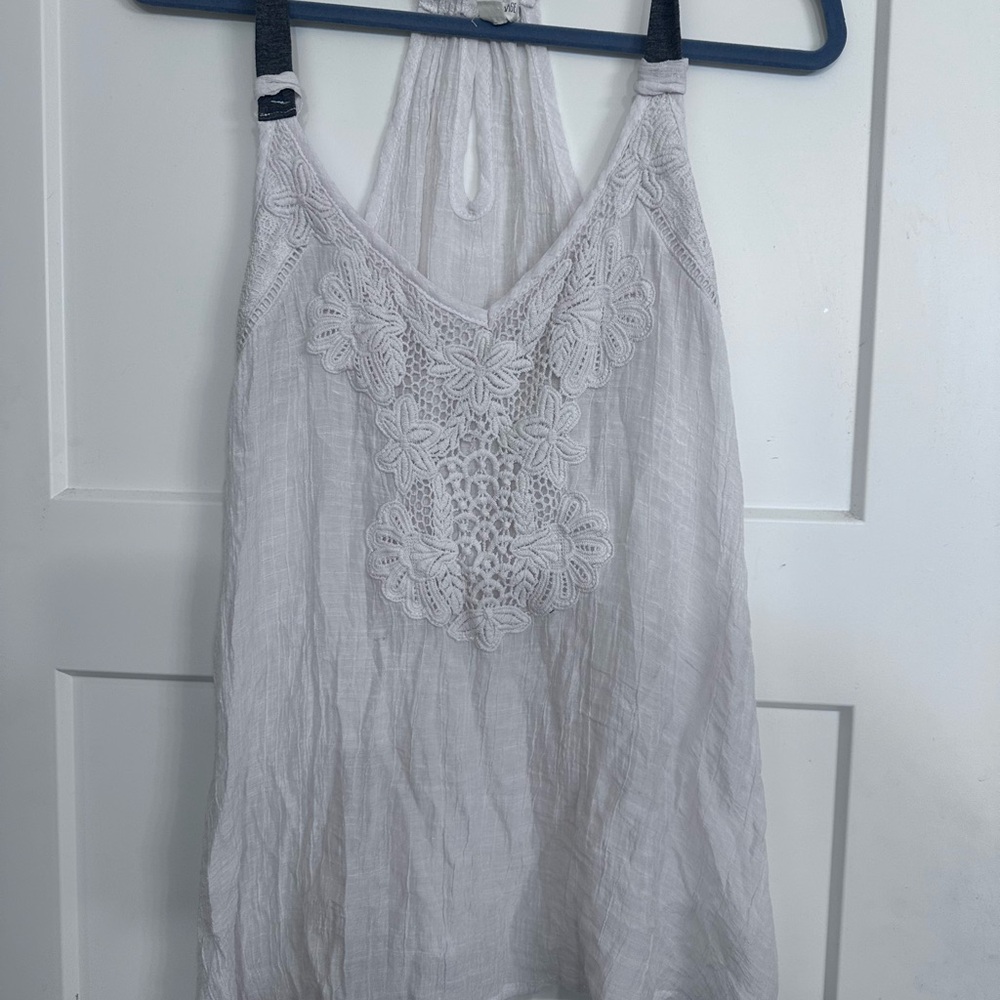 Taylor & Sage Light White Pleated Halter Top